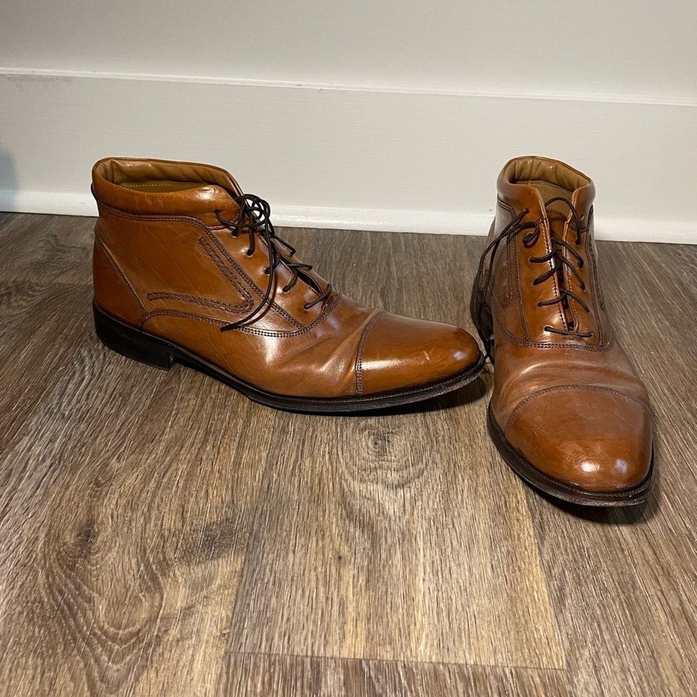 Johnston & Murphy Signature Series Cap Toe Boot Cognac Leather Men 11M